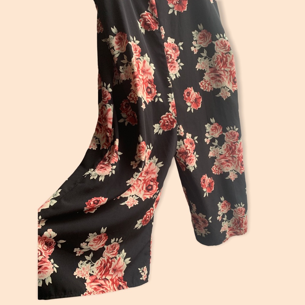 Peach Love California Long Romper Jumper Lounge Pants Floral Roses Comfy Large - Picture 4 of 9